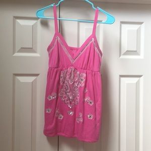 INC beaded and sequined pink tank top